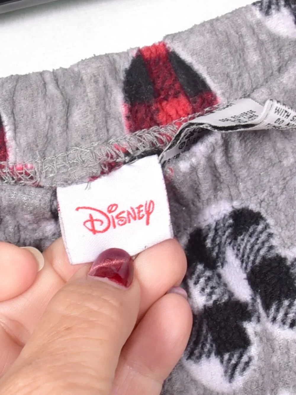 Mickey Mouse Pajama Pants Holiday Plaid Disney Fleece Gray Lounge Size XL - Picture 4 of 6